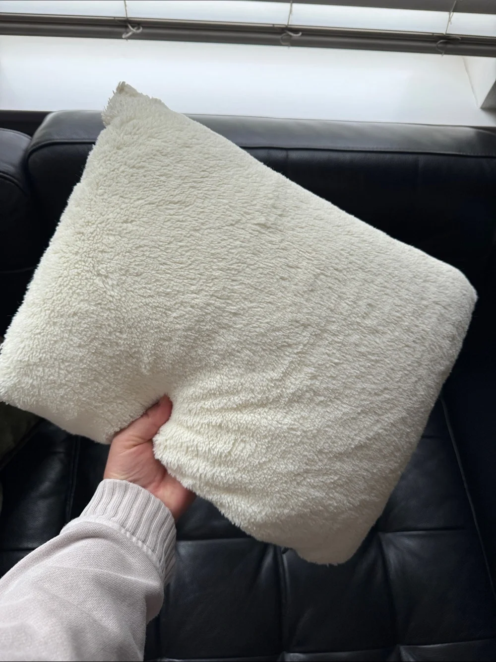 Small Plush Pier 1 Cream Throw Pillow